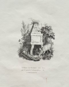 Samling av litografiska essäer: A Fountain Imitating Woodcut, ca. 1816.