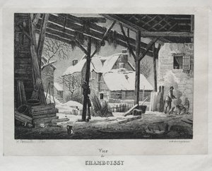 Utsikt över Chamboissy, 1820. av Gottfried or Godefroy Engelmann