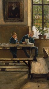 På barnhemmet, ca 1886 (olja på pannå)