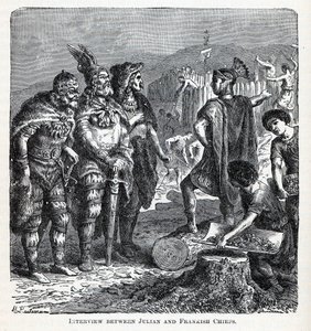 Intervju mellan Julian och Frankiska hövdingar, 1882 av Gottlob Heinrich Leutemann