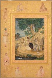 Sida från Late Shah Jahan Album: Prince and Ascetics, c. 1630.