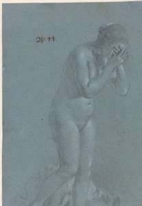 Stående kvinna med ögonen täckta av Govert Flinck (attributed to)