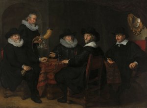 Fyra guvernörer för Arquebusiers Civic Guard, Amsterdam, 1642.