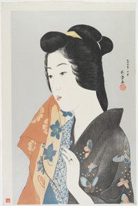 (Kvinna som håller handduk), oktober 1920 av Goyo Hashiguchi