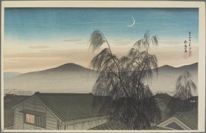 Kvällsmåne över Ko_be, januari 1920 av Goyo Hashiguchi