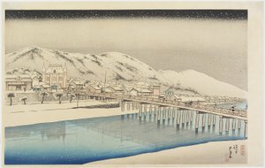 Sanjos stora bron i Kyoto, januari 1920 av Goyo Hashiguchi