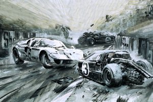 Le Mans-loppet 1967 (gouache på papper)
