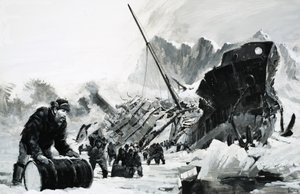 Oidentifierat fartygsvrak på en isig glaciär av Graham Coton