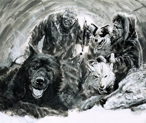 Vilhjalmar Stefansson upptäckte blonda eskimåer (gouache på papper)