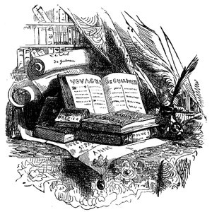 Illustration till Gullivers resor" skriven av Jonathan Swift