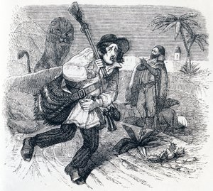 Lejonet och jägaren - Fables av La Fontaine av Grandville
