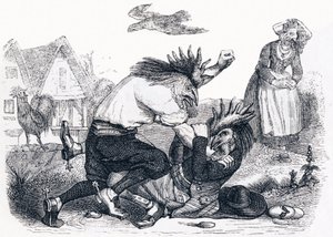 De två stekarna - Fables av La Fontaine av Grandville
