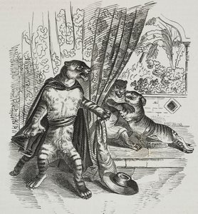 Tiger avancerar med dolk, karikatyr av Jean-Jacques Grandville (1803-1847), litografi av Gaetano Riccio från Poliorama Pittoresco, nr 39, 7 maj av Grandville