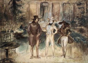 Karikatyr av Honore de Balzac, Frederick Lemaitre och Theophile Gautier av Gerard Granville av Grandville