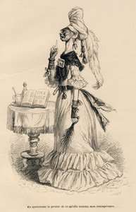 Att se bevis på vad hon kallade min oförskämdhet. Miniatyrer illustrerade av JJ Granville. Gravyr signerad Caque i delen med titeln "Court pains of an English cat" skriven av Honore de Balzac i "Scener från det privata och offentliga livet i av Grandville