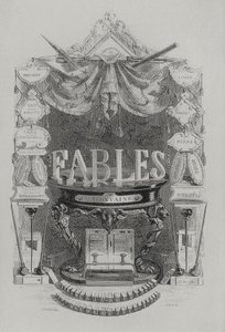 Fables de las Fountaine titelsida av Grandville