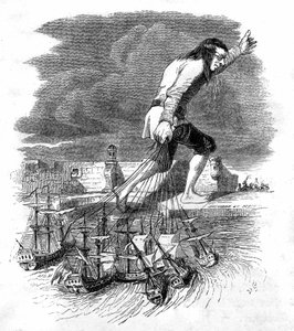 Illustration till "Gullivers resor" skriven av Jonathan Swift