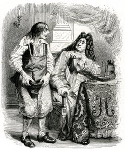 Le savetier et le financier: fabel av La Fontaine illustrerad av Grandville.