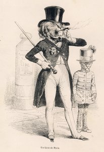 Lejon av Paris. Vinjetter illustrerade av JJ Granville. Gravyr signerad Andrew, Best och Leloir i delen med titeln "Voyage of an African lion in Paris" skriven av Honore de Balzac i "Scener av djurens privata och offentliga liv". Paris, J. Hetzel och av Grandville