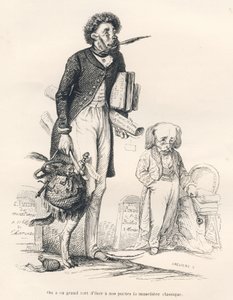 Vi hade mycket fel när vi berövade våra poeter det klassiska nospartiet. Vinjetter illustrerade av JJ Granville. Gravyr signerad Breviere i delen med titeln "Le premier feuilleton de Pistolet" skriven av Jules Janin i "Scener från årens privata och offentl av Grandville