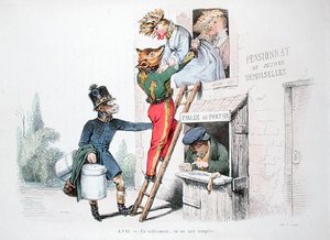 Bortförandet eller den listiga Ruse, karikatyr från serien "Les Metamorphoses du Jour", omtryckt 1854 (färgad gravyr) av Grandville