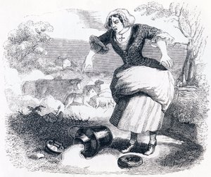 The Dairy Girl and the Milk Burken - Fables av La Fontaine av Grandville
