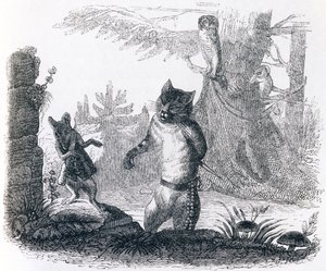 Katten och råttan (Le chat et le rat) - Fabler av La Fontaine av Grandville