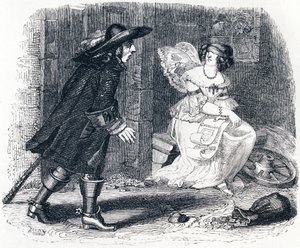 Mannen som springer efter sin förmögenhet och den som stannar i sin säng - Fables av La Fontaine av Grandville