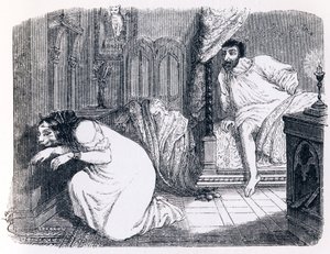 Fittan förvandlades till en kvinna (La chatte metamorphose en femme) - Fables av La Fontaine av Grandville