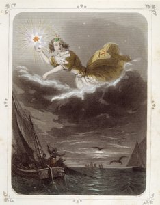 Stjärnorna: Kvinna som representerar "" The star of the sailor"" - av Grandville