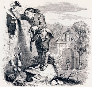 Skatten och de två männen - Fables av La Fontaine av Grandville