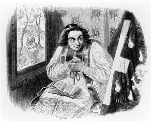 Prästen och liket, illustration till La Fontaines "Fables", utgiven av H. Fournier Aine, 1838