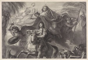 Allegoriskt ryttarporträtt av Ludvig XIV, kung av Frankrike av Gérard Edelinck