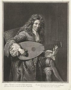 Porträtt av kompositören Charles Mouton (ca 1626-1710) av Gérard Edelinck