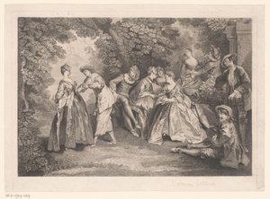 Parklandskap med elegant sällskap av Gérard Jean Baptiste Scotin (II)