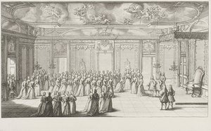 Audienssalen under mottagandet av bruden på slottet i Dresden den 2 september 1719 av Gerard Jean Baptiste Scotin
