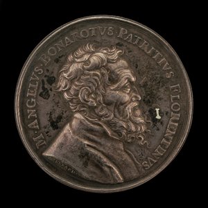 Michelangelo Buonarroti, 1475-1564, italiensk konstnär på framsidan, 1673. av Gérard Léonard Hérard