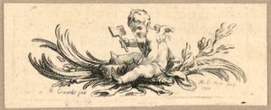 Stjärtstycke, Putto med spade