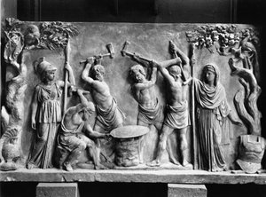 Hefaistos och Cyclopes smider Achilles sköld (marmor) (s/v foto) av Greco Roman Greco Roman