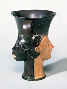 Attic Janiform Kantharos Cup, c.470 f.Kr. (keramisk) av Greek