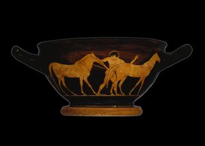Attisk rödfigurig skyfos, föreställande Herakles och Diomedes