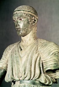 Detalj av Delphi Charioteer, c.470 f.Kr. brons, se även 161526