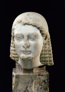 Chef för en Kouros, från Aten, c.510 f.Kr. (marmor)