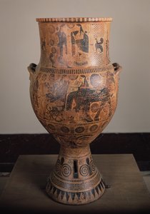 Krater som skildrar Herkules avgång, från Aptera på Kreta, c.610 f.Kr. (keramik) av Greek
