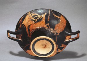 Kylix dekorerad med Herakles och Ceryneian Hind (keramik) av Greek
