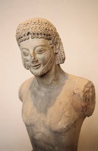 Rampin ryttare, ryttarstaty i marmor, ca 550 f.Kr., grekisk civilisation, 600-talet f.Kr. Detalj av Greek