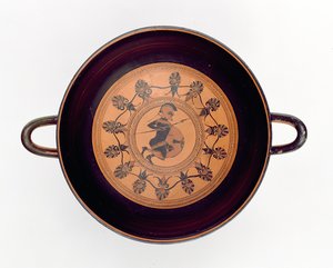 Siana Cup föreställande en krigare, c.560 f.Kr. (lera) av Greek