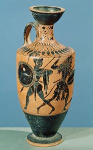 Attic Style Lekythos, föreställande Hercules and the Amazons (keramik) av Greek School