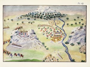 Slag mellan turkar och greker vid Karpenisi och Kaliakouda, skylt 12 från Pictorial History of the Greek Independence War of the General Makryjannis av Greek School