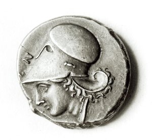 Herakles didrakma: framsida som visar Athena (metall) av Greek School